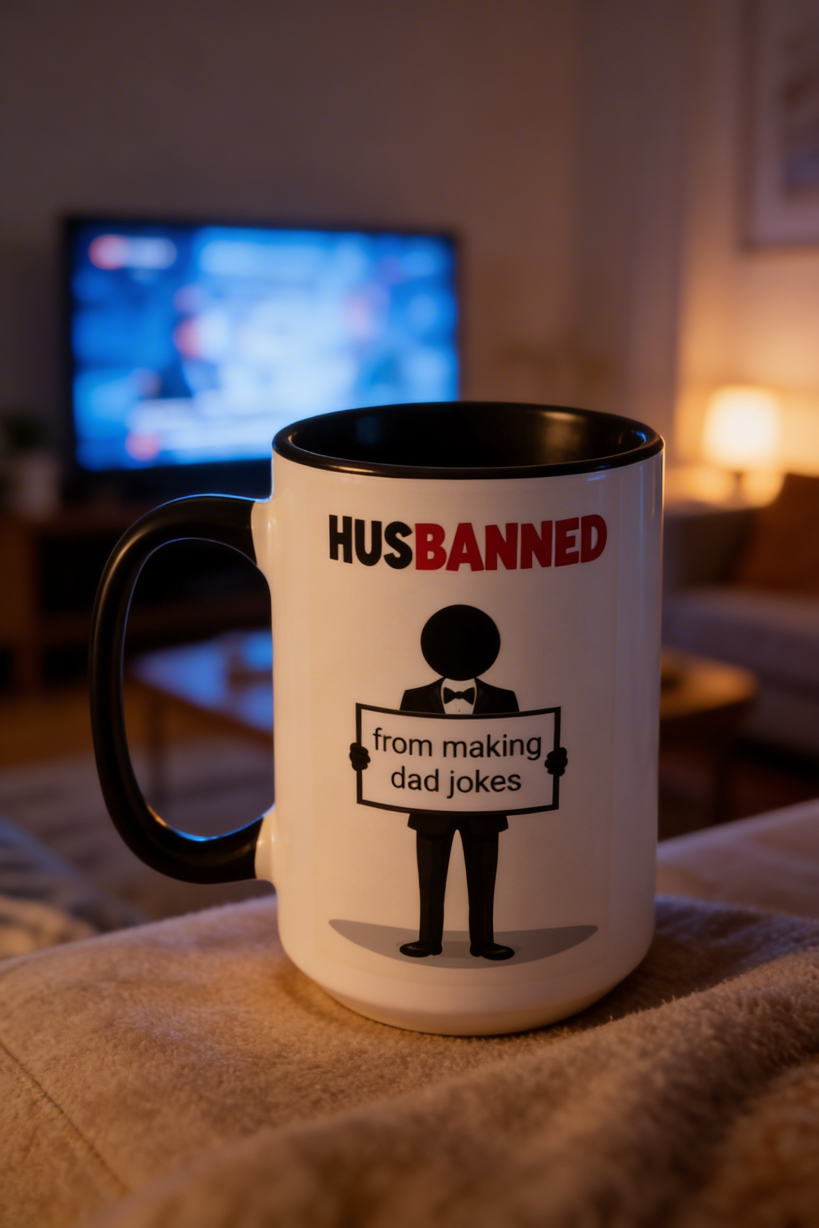 HusBanned Dad Mug (Black/Red/Pink, 15oz)
